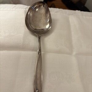 HOLMES & EDWARDS Deep Silver Serving Spoon 9" Vintage Floral Design Handle